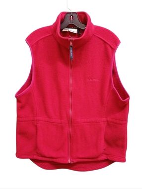 L.L. Bean Vintage Red Full-Zip Fleece Vest Size Large Petite